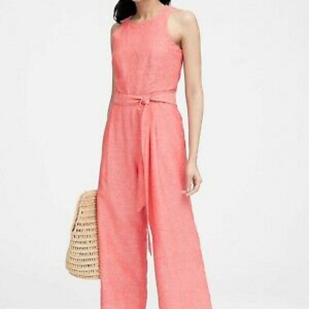 Banana Republic Coral Linen Jumpsuit
